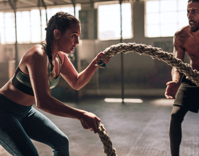 A photo of a woman doing sports.