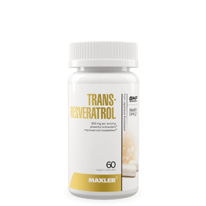 A photo of a white Trans Resveratrol bottle.