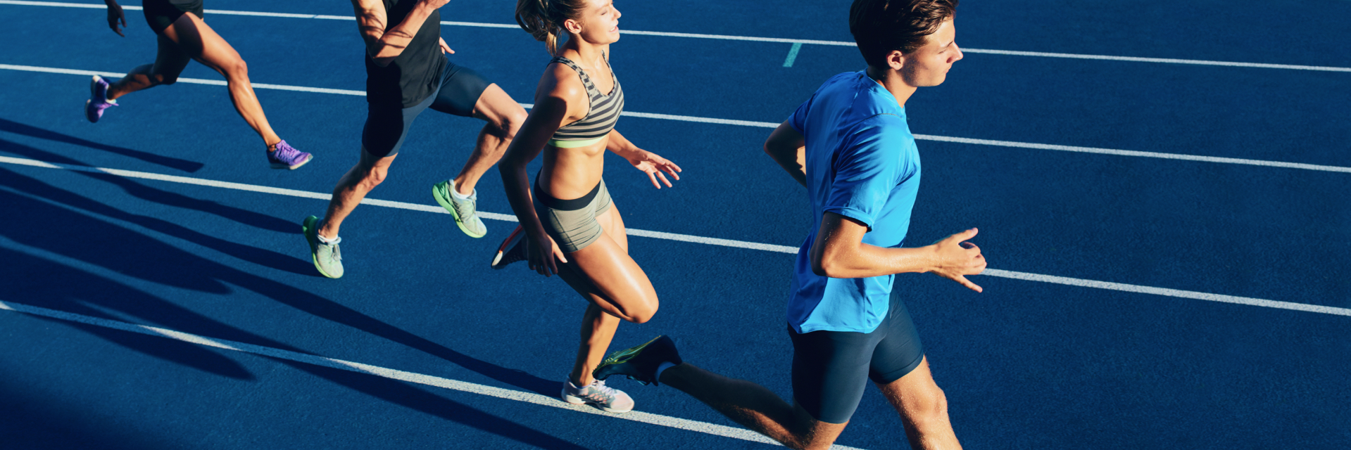 A photo of people running.