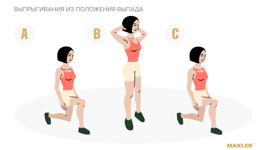 Тренировки на открытом воздухе - выпрыгивания из выпада